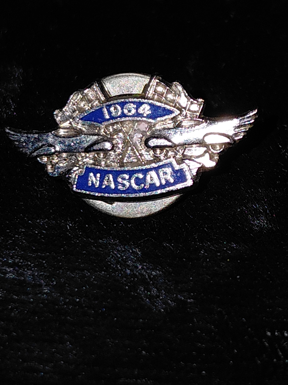 Vintage NASCAR 1964 Commemorative Silver & Blue Lapel Pin